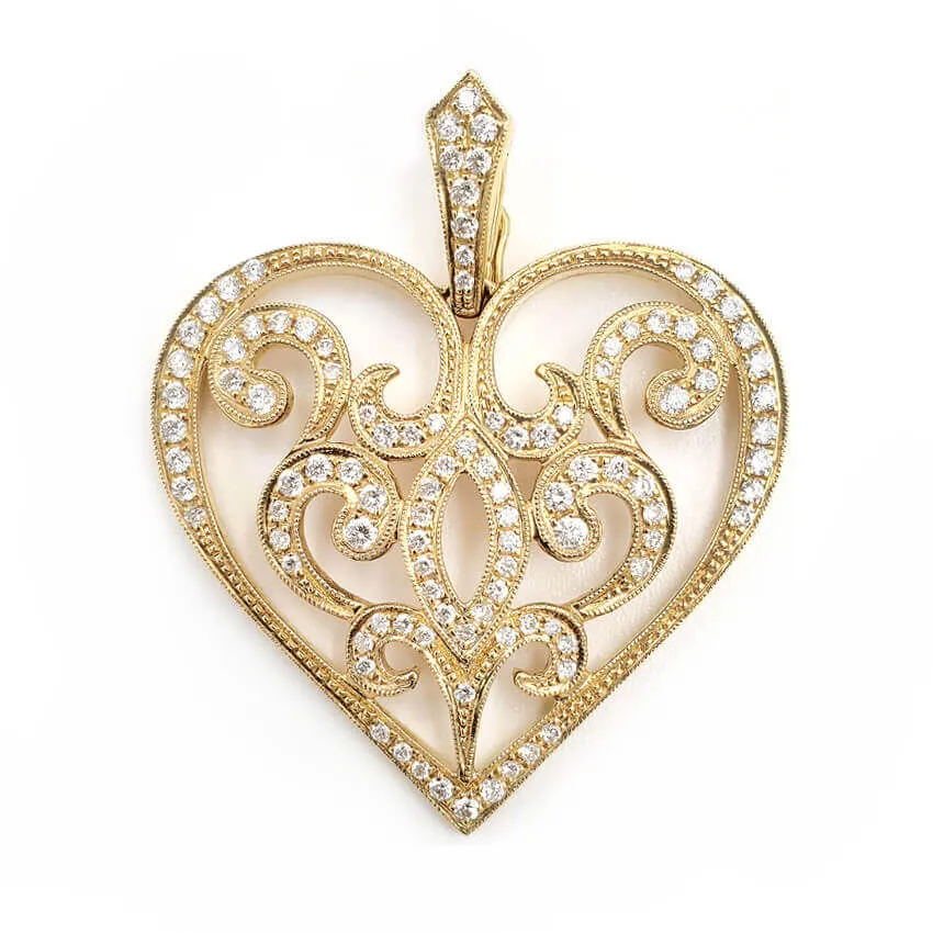 Chad Allison 18K Yellow Gold Diamond Heart Pendant Necklace