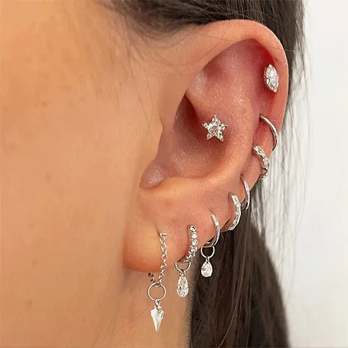 Chain Wrap Stud Earring by Maria Tash in 14K Rose Gold. Butterfly Stud.