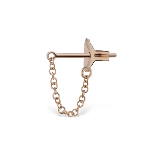 Chain Wrap Stud Earring by Maria Tash in 14K Rose Gold. Butterfly Stud.