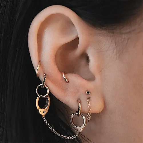 Chain Wrap Stud Earring by Maria Tash in 14K Rose Gold. Butterfly Stud.