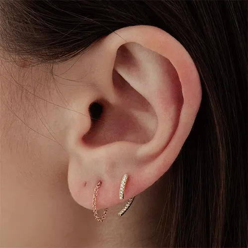 Chain Wrap Stud Earring by Maria Tash in 14K Rose Gold. Butterfly Stud.