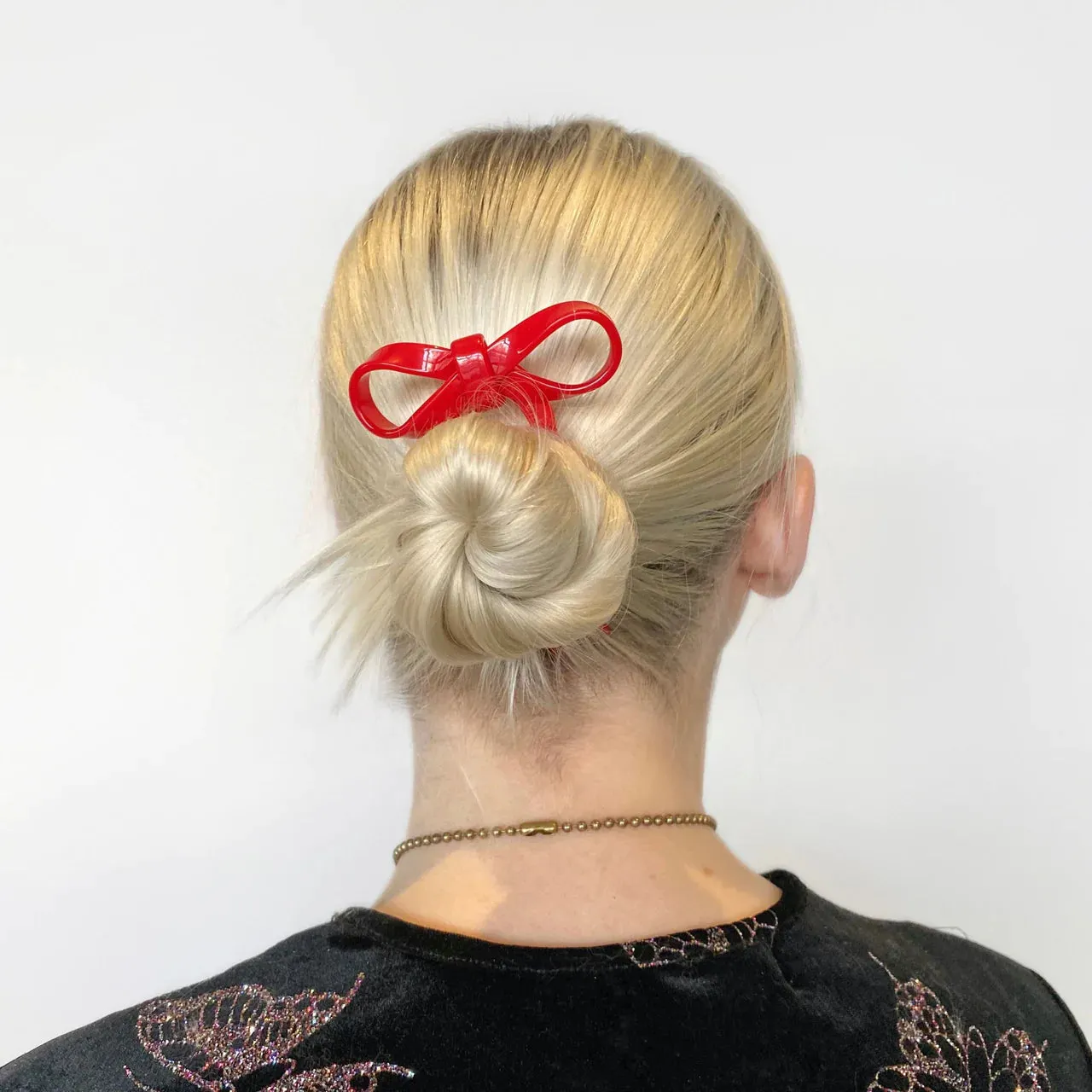 Cherry Red Small Bow Hairpin