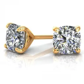 Chosen 0.50CT Cushion Cut Diamond Stud Earrings in 14KT Yellow Gold