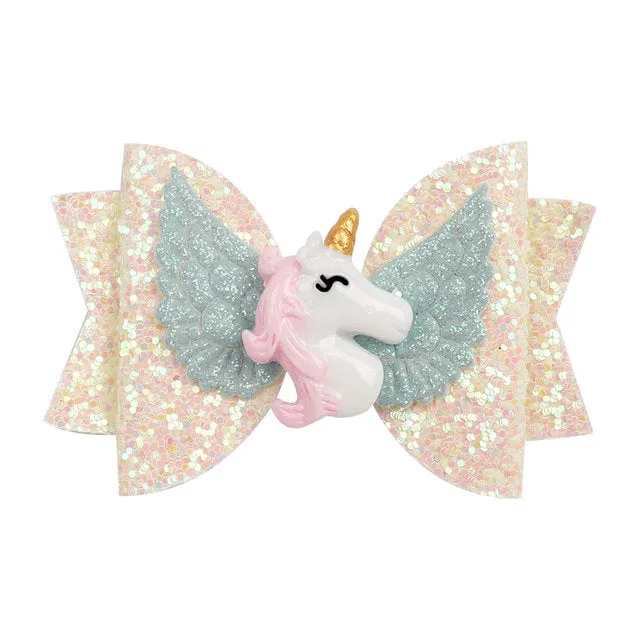 Chunky Glitter Hair Bow For Kids & Cute Wings Hairpin