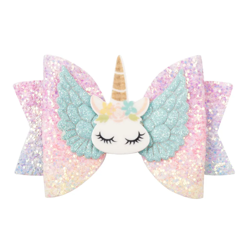 Chunky Glitter Hair Bow For Kids & Cute Wings Hairpin