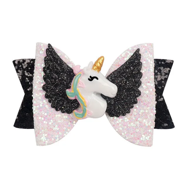 Chunky Glitter Hair Bow For Kids & Cute Wings Hairpin