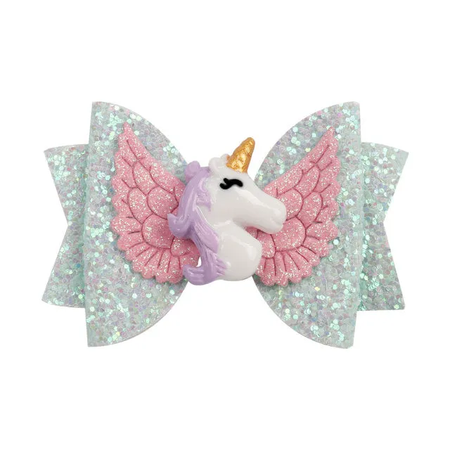 Chunky Glitter Hair Bow For Kids & Cute Wings Hairpin