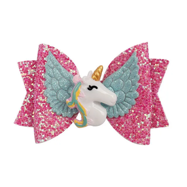 Chunky Glitter Hair Bow For Kids & Cute Wings Hairpin