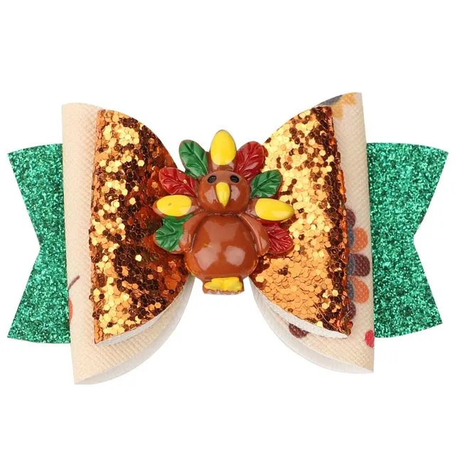 Chunky Glitter Hair Bow For Kids & Cute Wings Hairpin