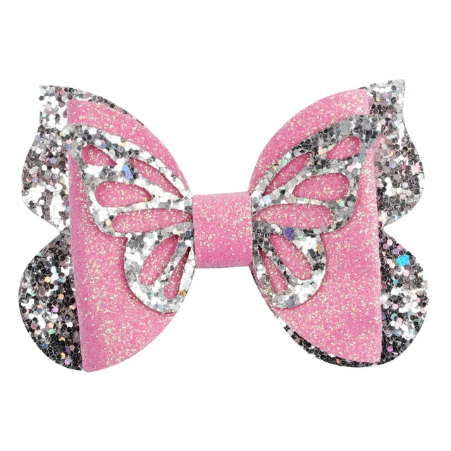 Chunky Glitter Hair Bow For Kids & Cute Wings Hairpin