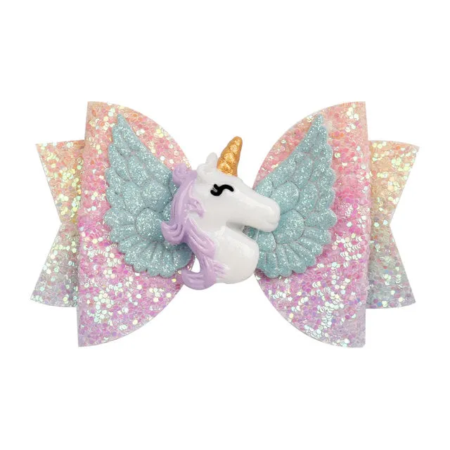 Chunky Glitter Hair Bow For Kids & Cute Wings Hairpin