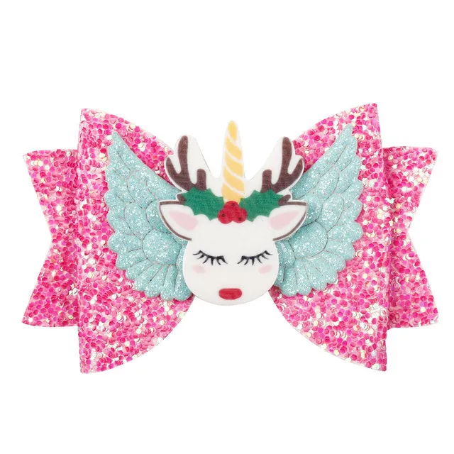 Chunky Glitter Hair Bow For Kids & Cute Wings Hairpin
