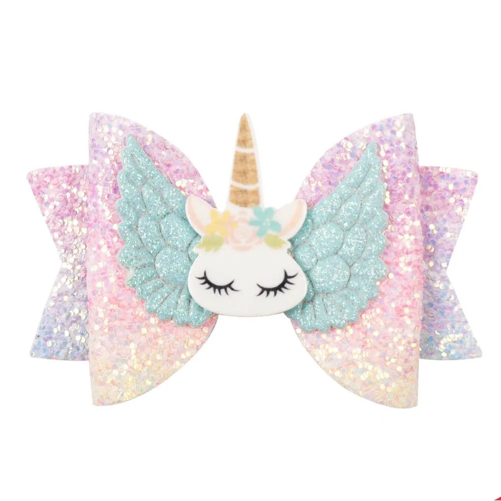 Chunky Glitter Hair Bow For Kids & Cute Wings Hairpin