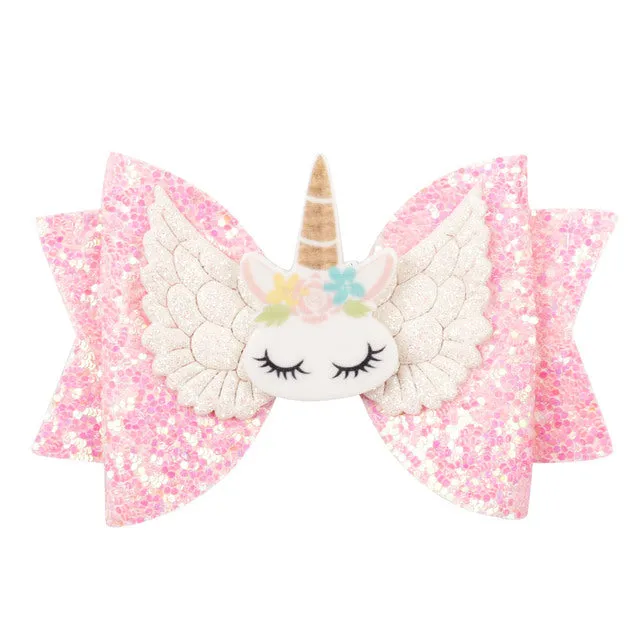 Chunky Glitter Hair Bow For Kids & Cute Wings Hairpin