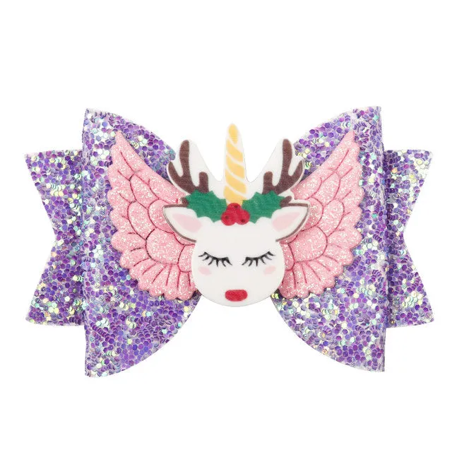 Chunky Glitter Hair Bow For Kids & Cute Wings Hairpin
