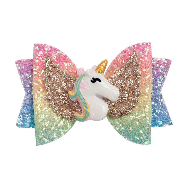 Chunky Glitter Hair Bow For Kids & Cute Wings Hairpin