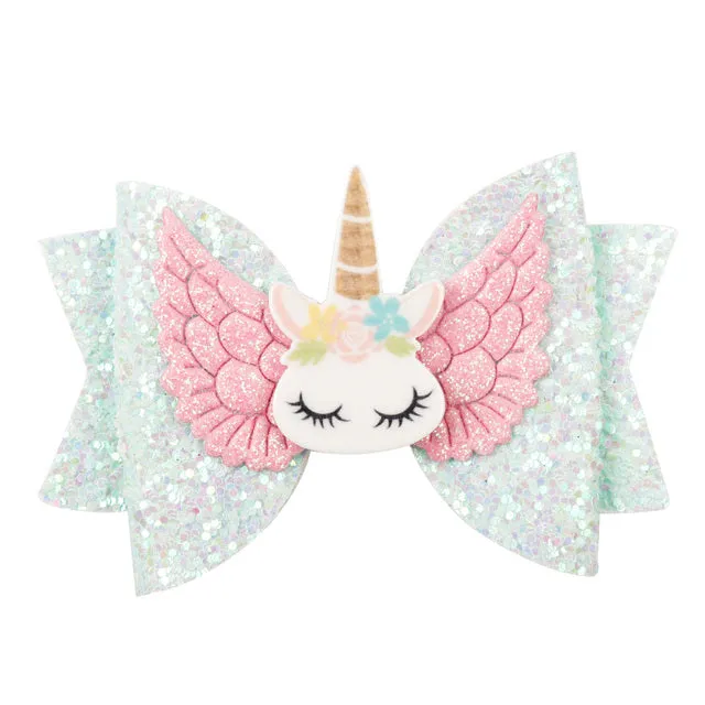 Chunky Glitter Hair Bow For Kids & Cute Wings Hairpin