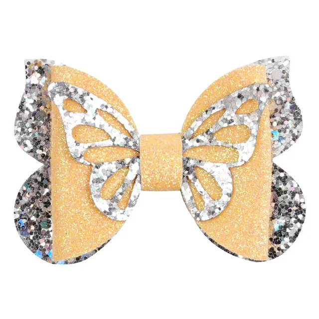 Chunky Glitter Hair Bow For Kids & Cute Wings Hairpin
