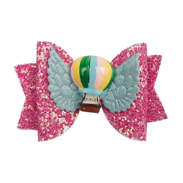 Chunky Glitter Hair Bow For Kids & Cute Wings Hairpin