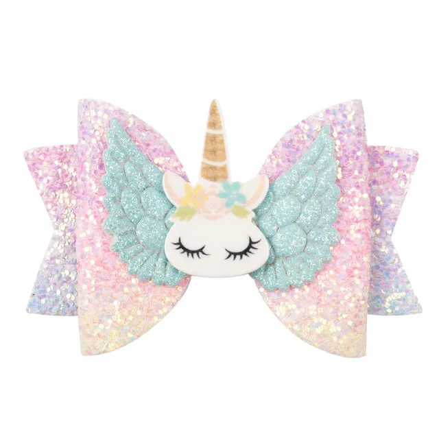 Chunky Glitter Hair Bow For Kids & Cute Wings Hairpin