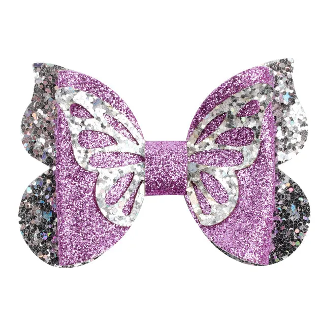 Chunky Glitter Hair Bow For Kids & Cute Wings Hairpin