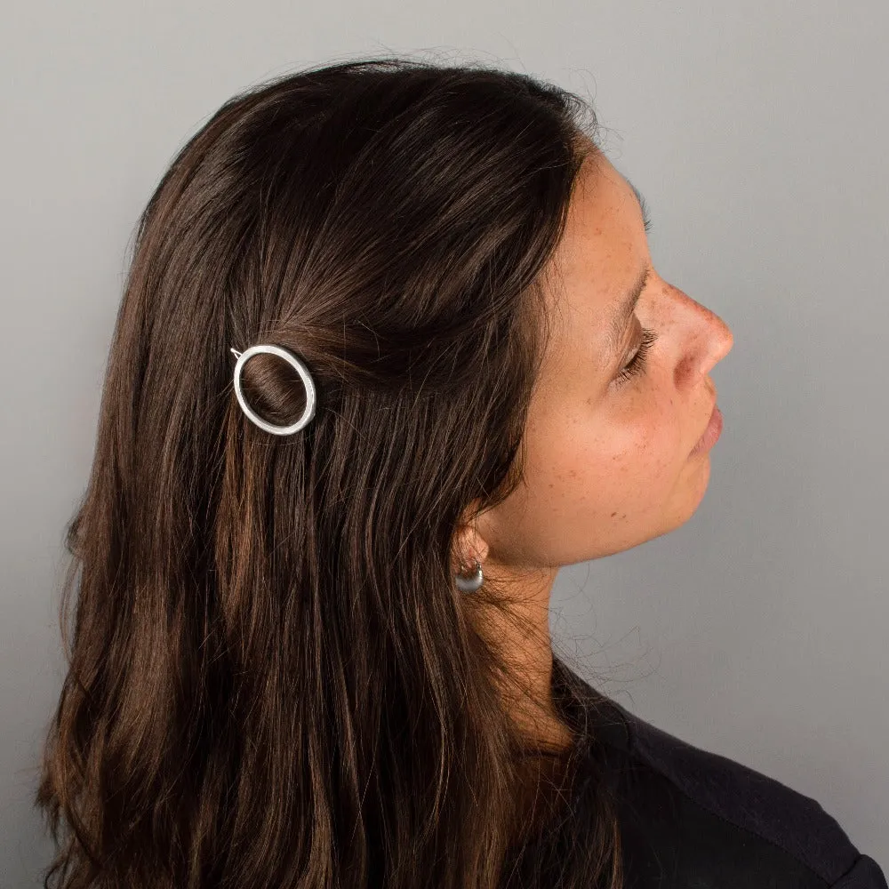 Circle Barrette in Silver | Available to ship January 14, 2025