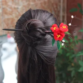 Classical Temperament Imitation Velvet Flower Plum Blossom Hairpin