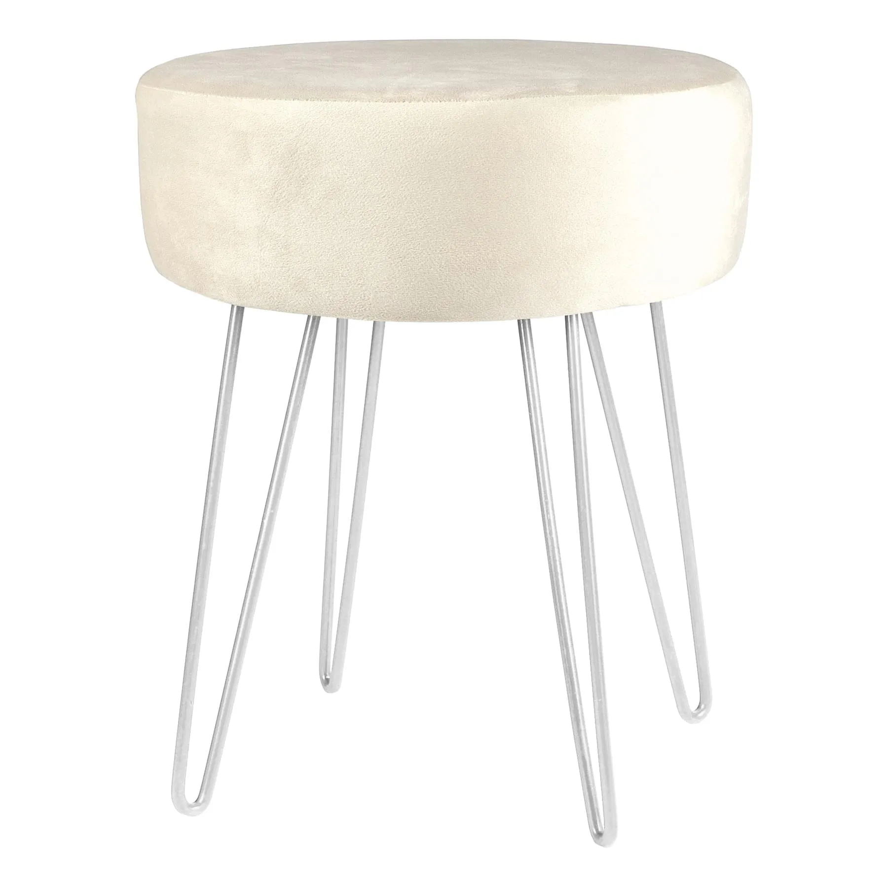 Cream Round Velvet Footstool - By Harbour Housewares
