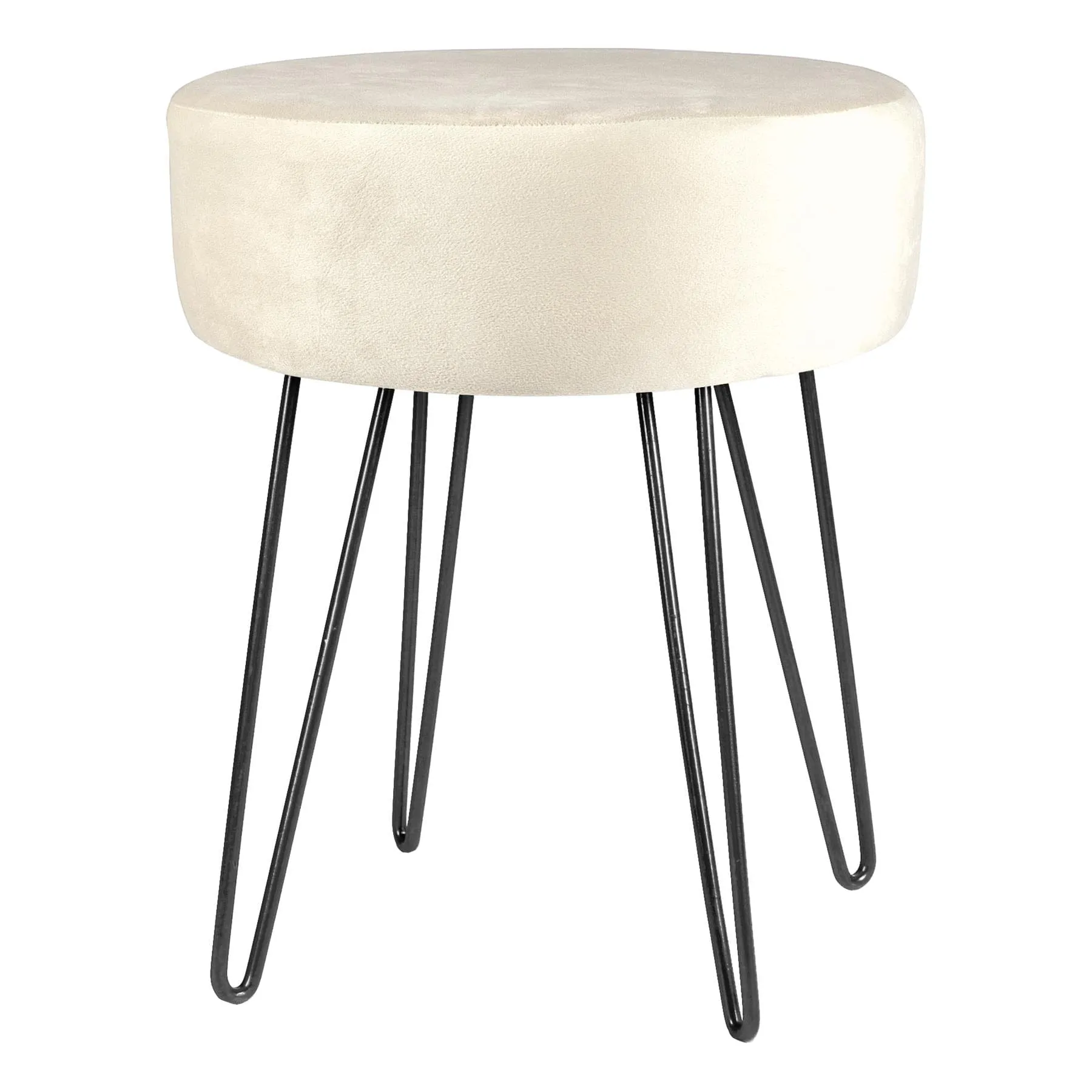 Cream Round Velvet Footstool - By Harbour Housewares