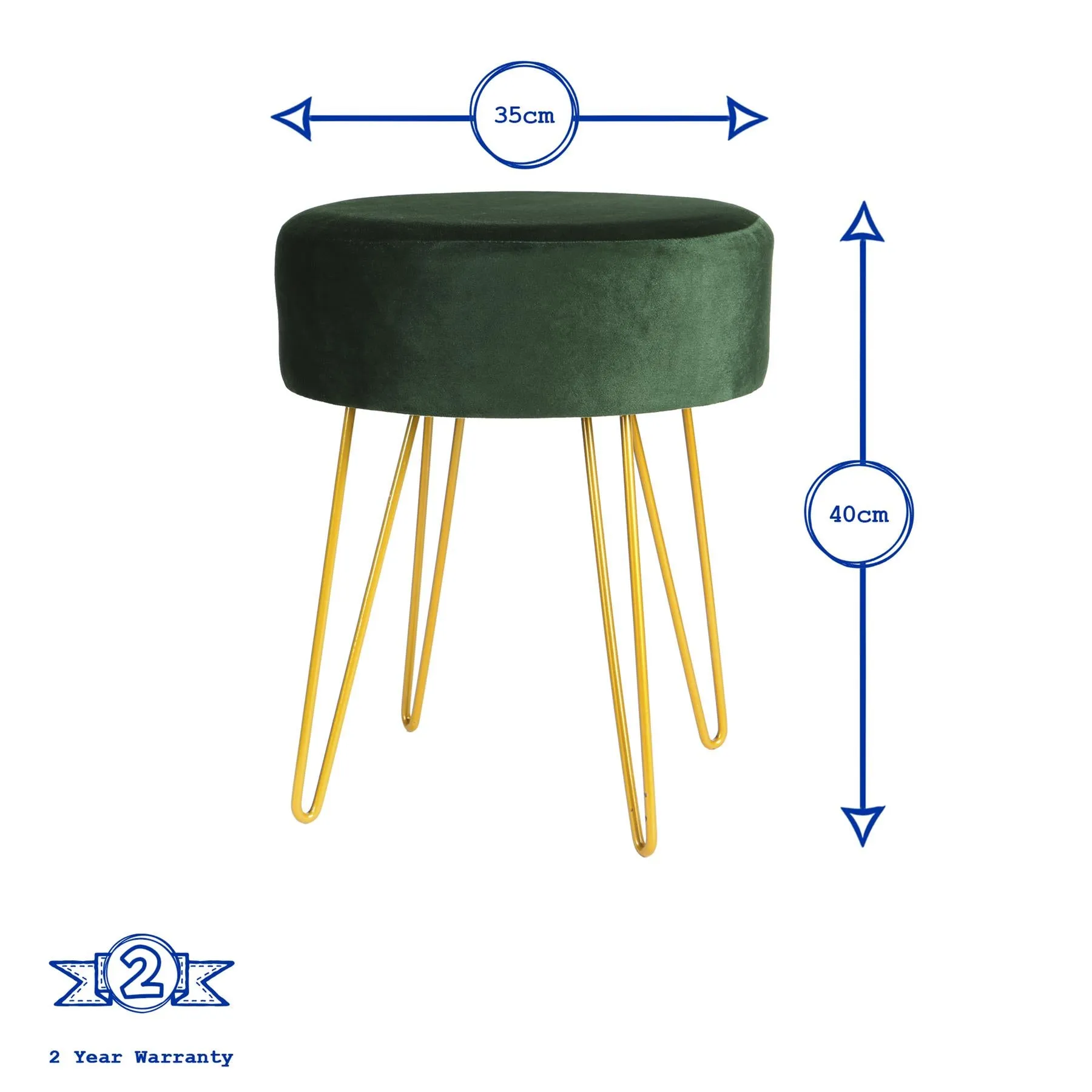 Cream Round Velvet Footstool - By Harbour Housewares