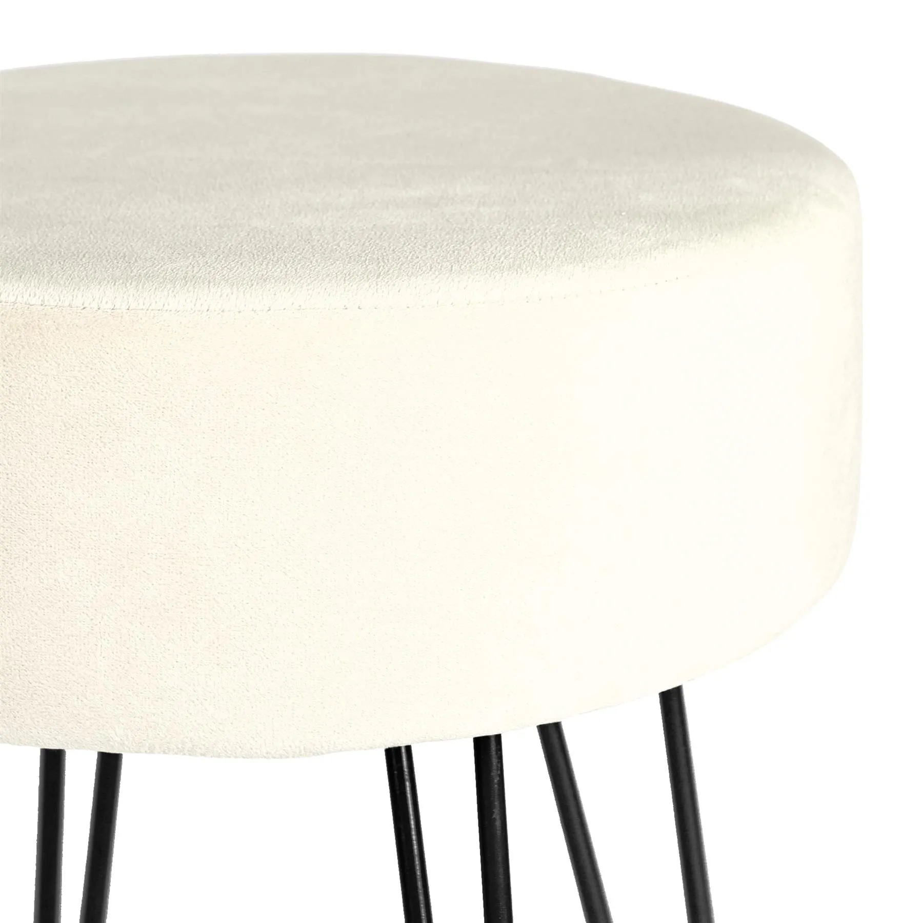 Cream Round Velvet Footstool - By Harbour Housewares