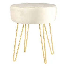 Cream Round Velvet Footstool - By Harbour Housewares