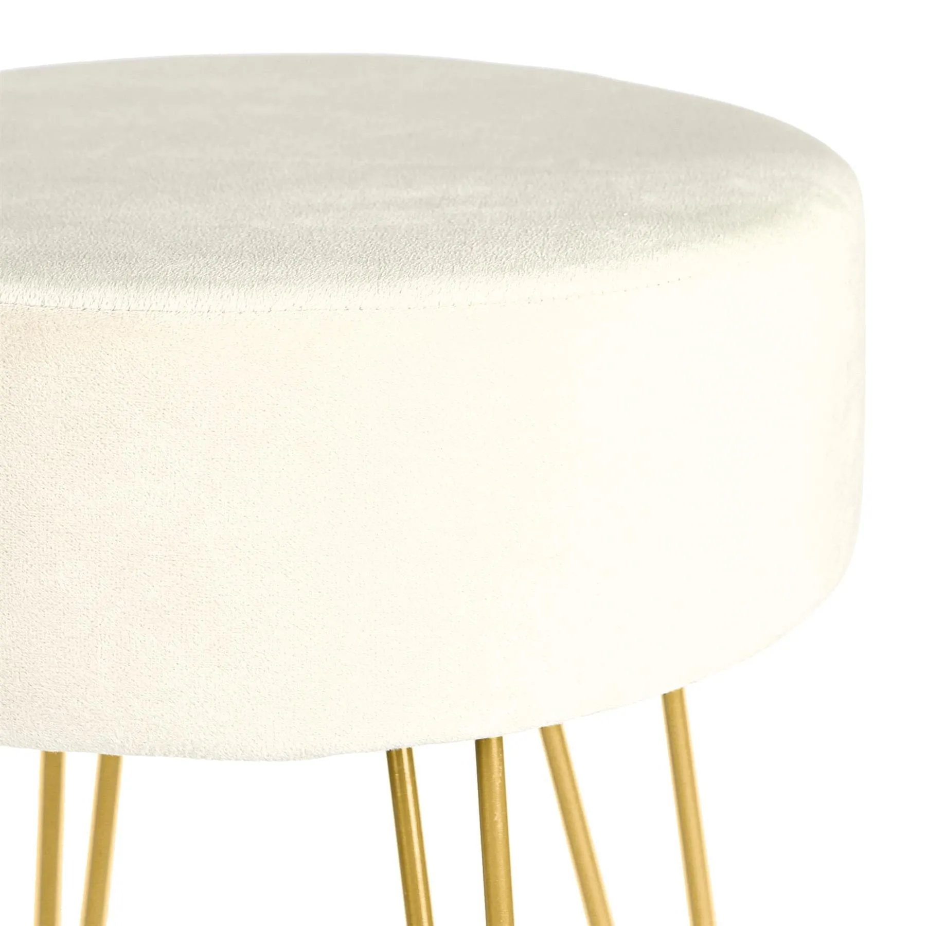 Cream Round Velvet Footstool - By Harbour Housewares