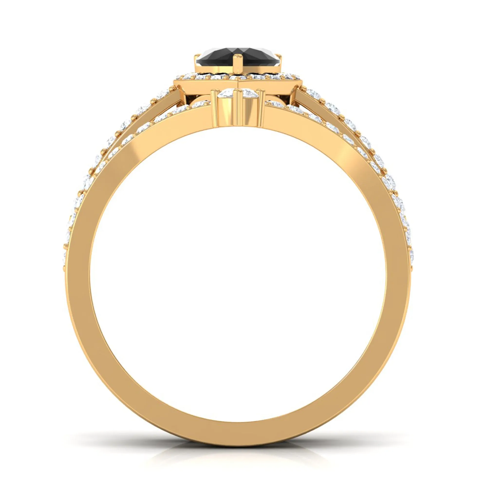 Created Black Diamond Heart Engagement Ring Set with Diamond