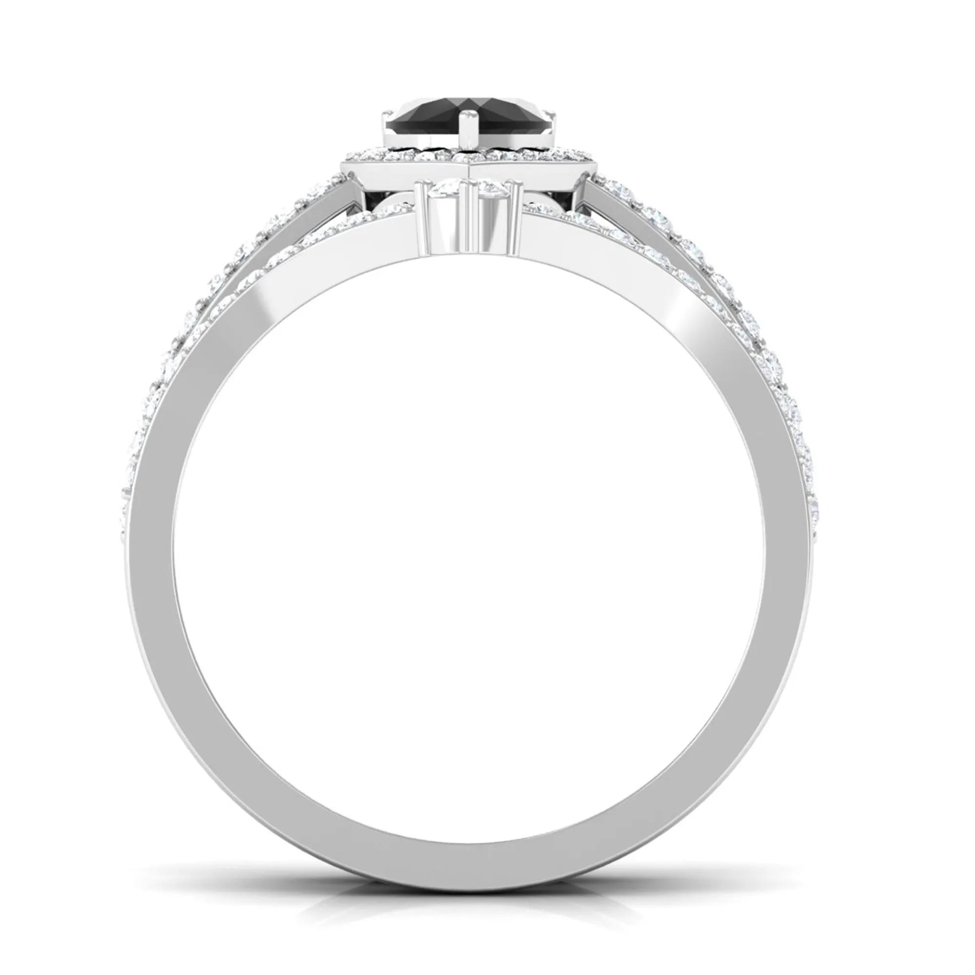 Created Black Diamond Heart Engagement Ring Set with Diamond