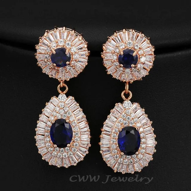 Cubic Zirconia Pave Round Drop Crystal Earrings