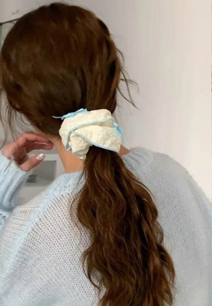 Curling Ribbon Piping Edge Linen Extra Soft Scrunch Hair Tie
