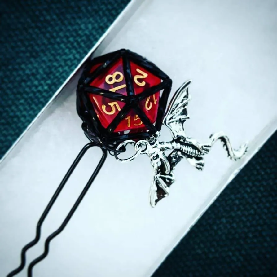 Custom D&D D20 Hairpin