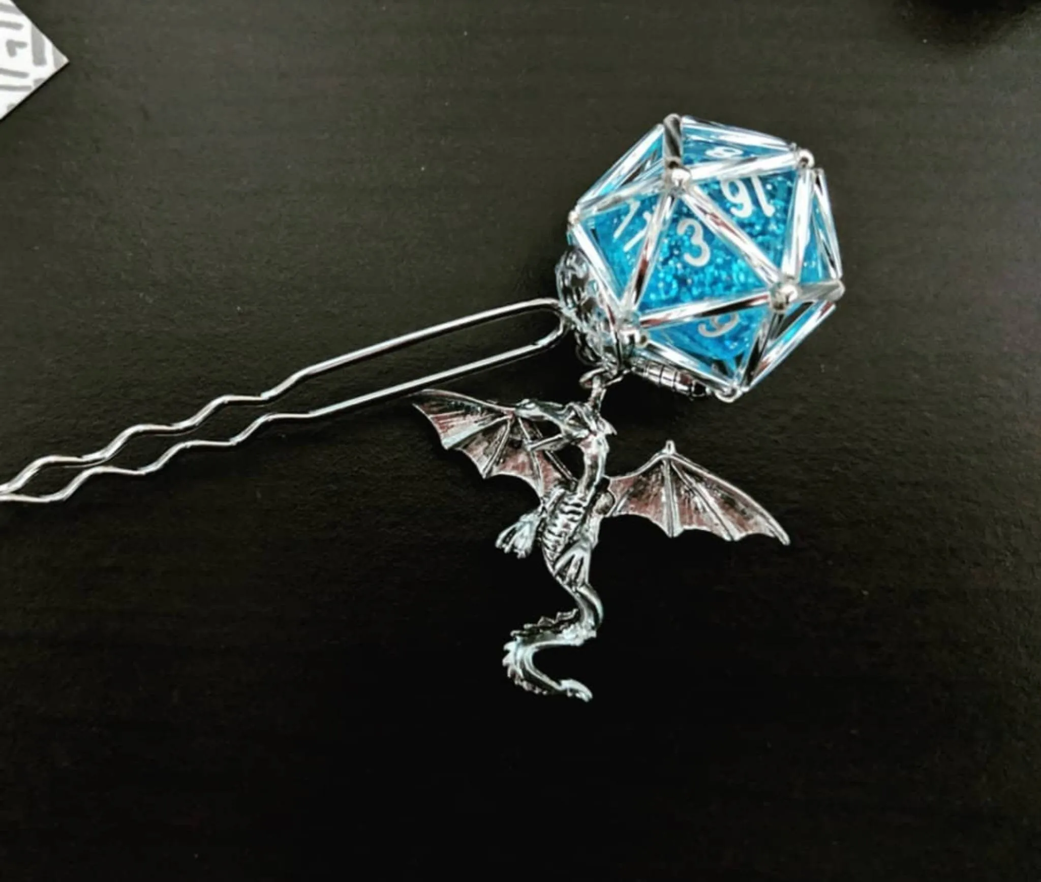 Custom D&D D20 Hairpin