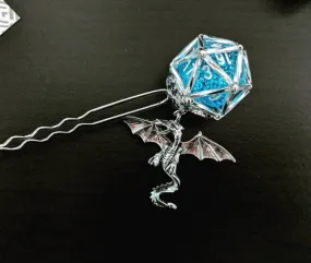 Custom D&D D20 Hairpin