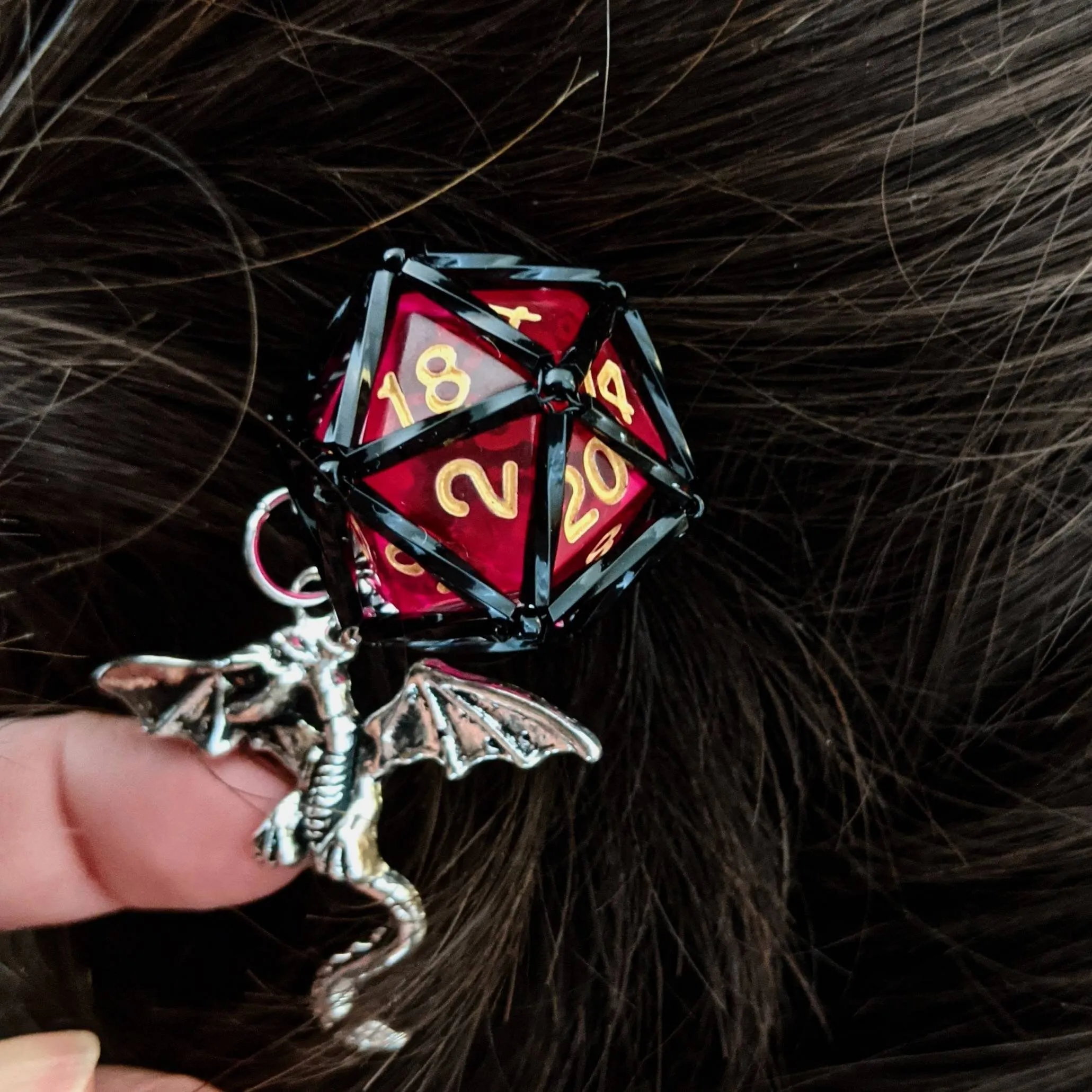 Custom D&D D20 Hairpin