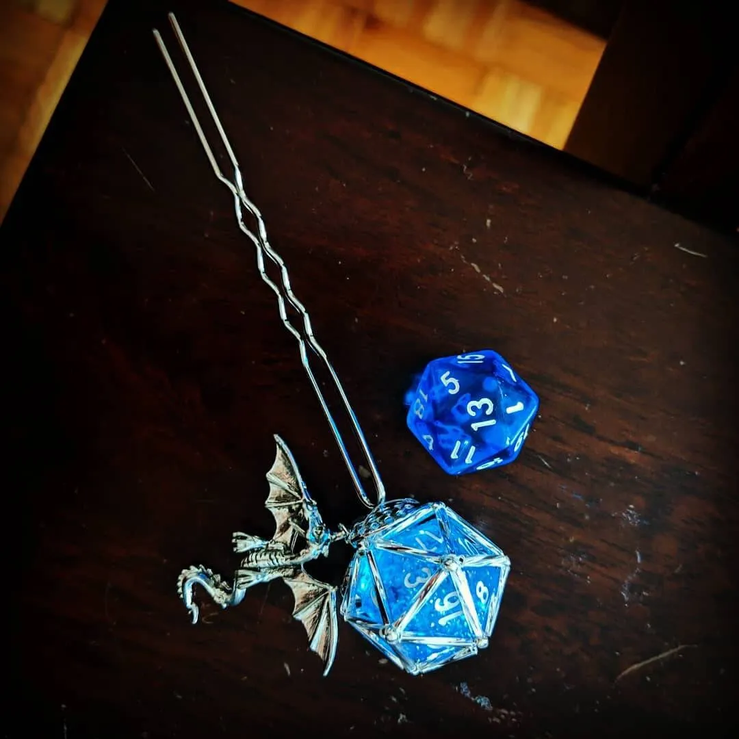 Custom D&D D20 Hairpin