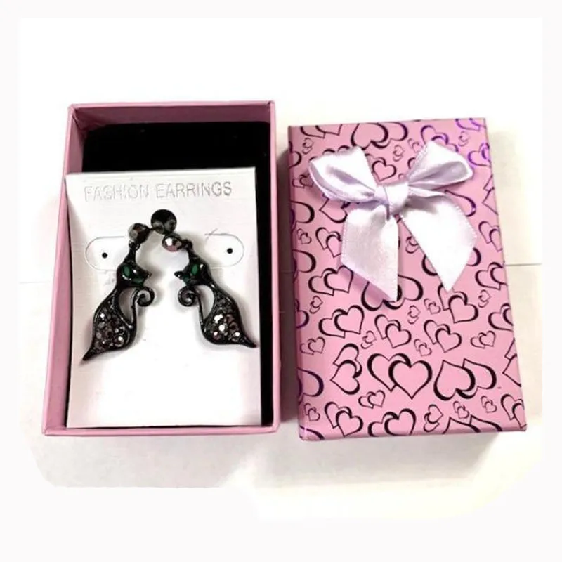 Cute Cat Stud Earrings Crystal Drop Earrings Women Jewelry Cat Lover Gifts