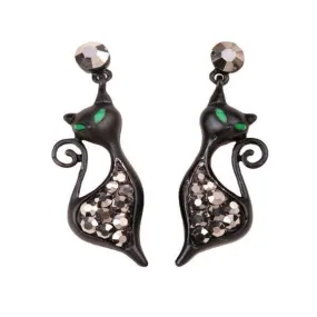 Cute Cat Stud Earrings Crystal Drop Earrings Women Jewelry Cat Lover Gifts