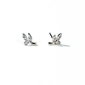 Dainty Crystal Leaves Stud Earrings (SILVER OR GOLD)