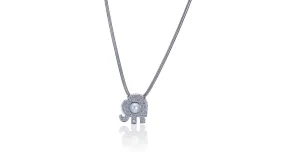 Diamond & Pearl Elephant Pendant Necklace