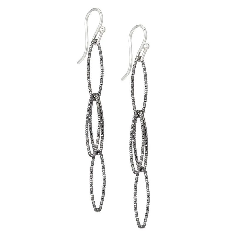 Diamond-Cut Oval Dangle Earrings