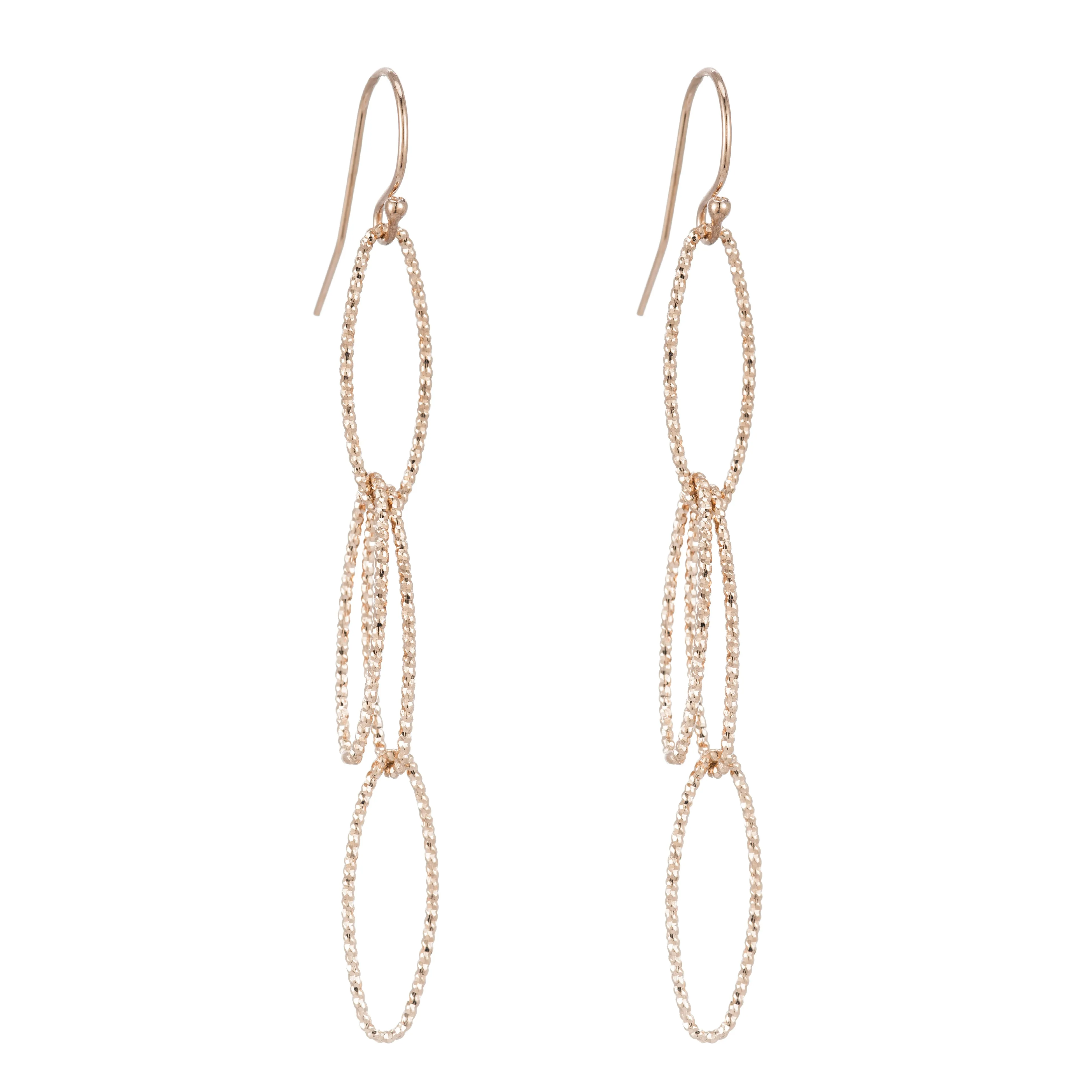Diamond-Cut Oval Dangle Earrings