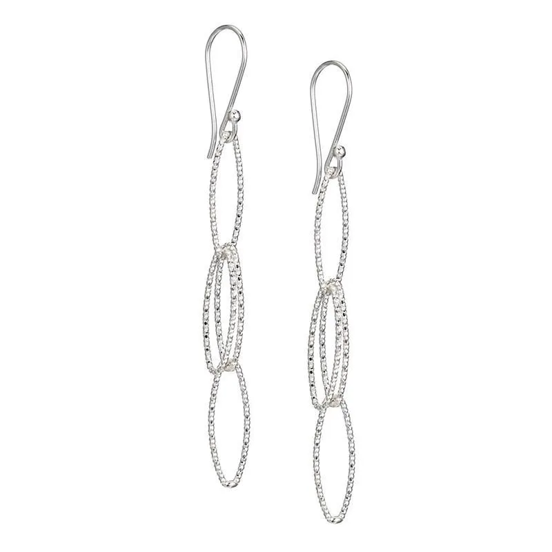 Diamond-Cut Oval Dangle Earrings