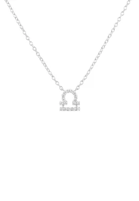 Diamond Zodiac Silver Necklace Libra